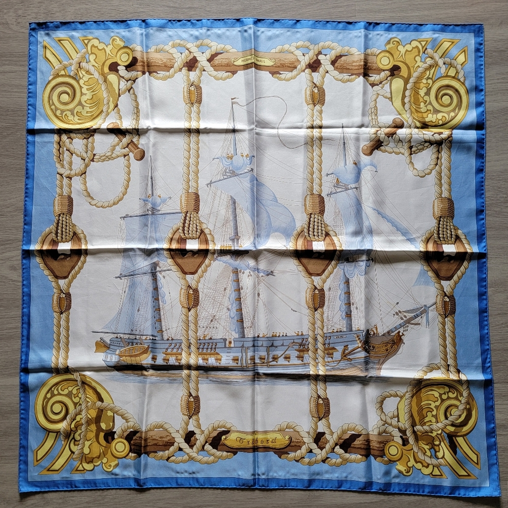 Sale🎉 RARE Authentic HERMES Nautical Themed Silk Scarf - Picture 9 of 9